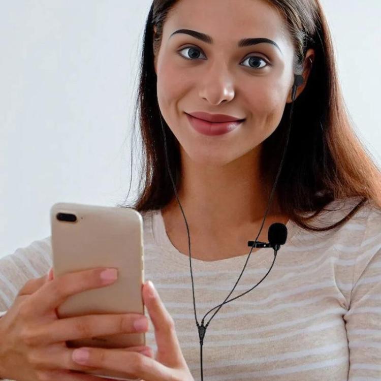 3.5mm TRRS Lapel Microphone With Earphone Stereo Live Monitoring Headphones