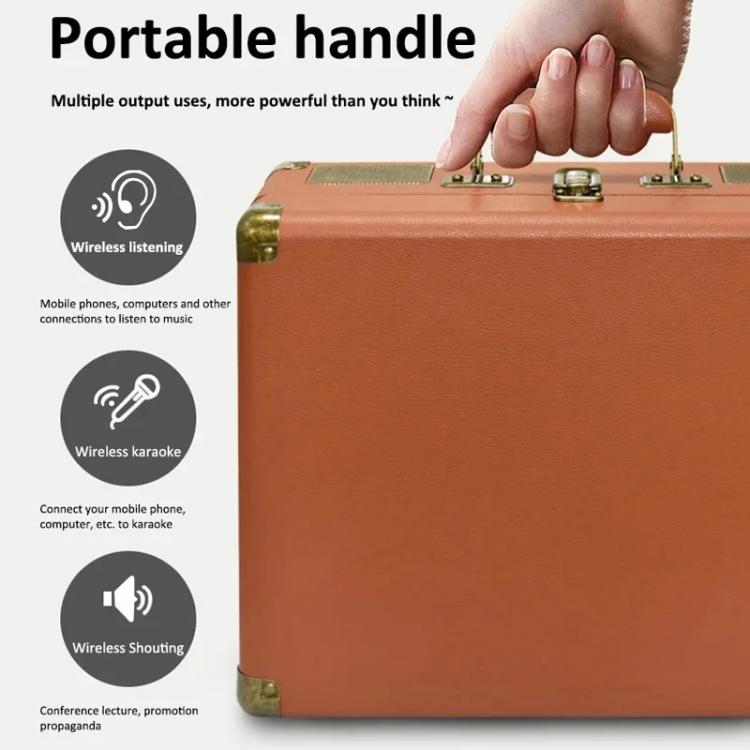 SDRD Wooden Box Karaoke Machine With Wireless Dual Mics All-In-One Speaker System Supports U Disk/TF Card