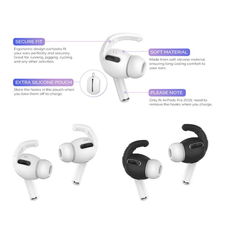 For AirPods Pro AhaStyle PT100 3pairs S+M+L Silicone Anti-Loss Anti-Slip Ear Hook Earplug Cap