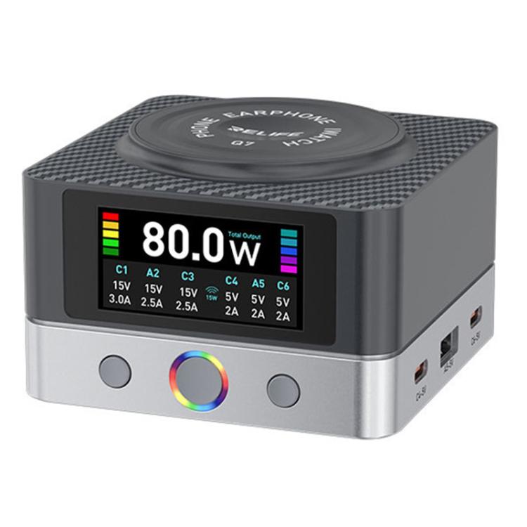 RELIFE Q7 Smart 6-Port 15W Wireless Charger Compatible With Multiple Charging Protocols