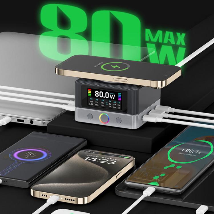 RELIFE Q7 Smart 6-Port 15W Wireless Charger Compatible With Multiple Charging Protocols