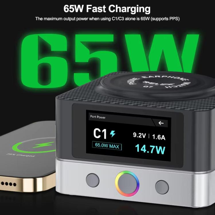 RELIFE Q7 Smart 6-Port 15W Wireless Charger Compatible With Multiple Charging Protocols