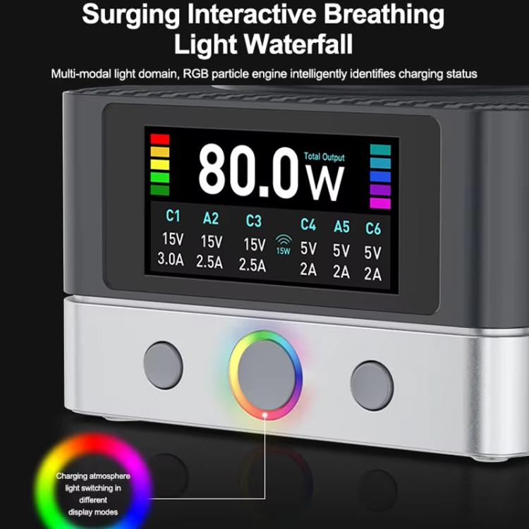 RELIFE Q7 Smart 6-Port 15W Wireless Charger Compatible With Multiple Charging Protocols