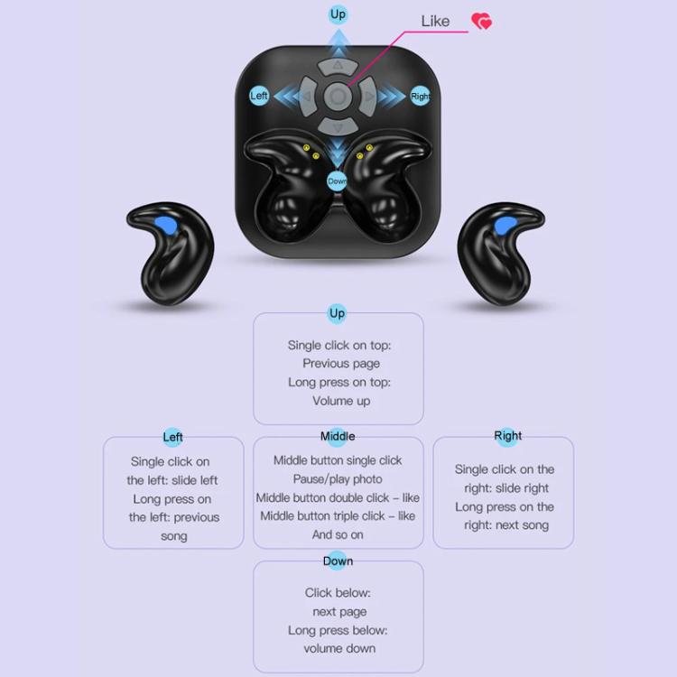 Bluetooth Sleep Earphones Video Like Remote Control E-book Page Turner