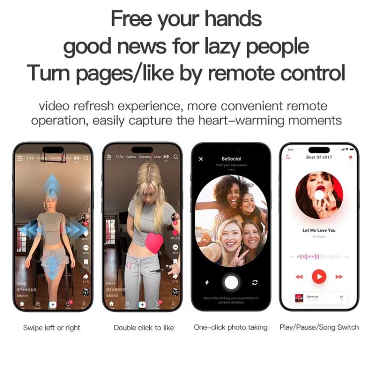 Bluetooth Sleep Earphones Video Like Remote Control E-book Page Turner