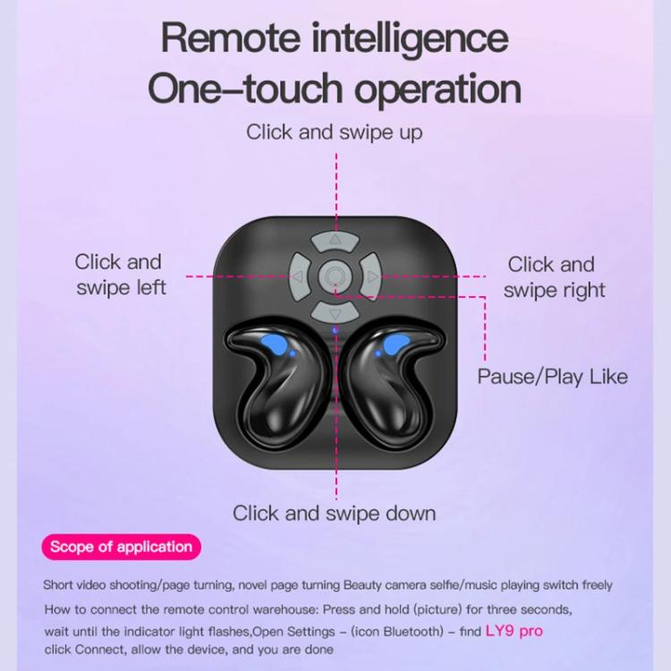 Bluetooth Sleep Earphones Video Like Remote Control E-book Page Turner