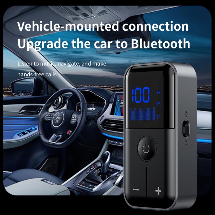 2-In-1 Bluetooth 5.4 Transmitter & Receiver AUX Car/Travel Adapter with 3.5mm Jack, TF Card Slot, Lapel Clip Design