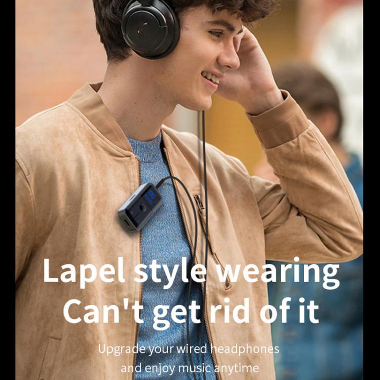 2-In-1 Bluetooth 5.4 Transmitter & Receiver AUX Car/Travel Adapter with 3.5mm Jack, TF Card Slot, Lapel Clip Design