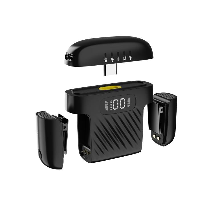 One To Two Mini Wireless Collar-clip Noise-cancelling Microphone With Charging Case