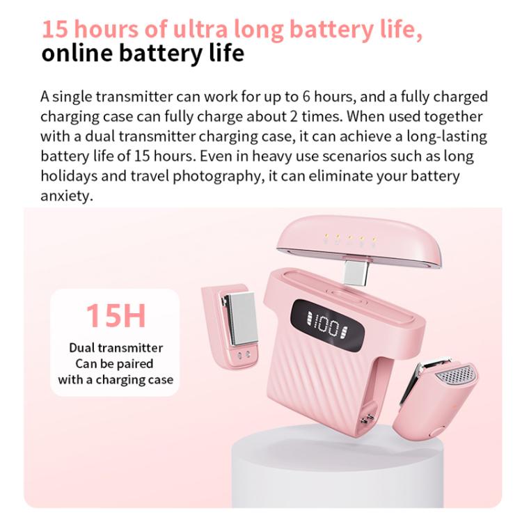 One To Two Mini Wireless Collar-clip Noise-cancelling Microphone With Charging Case