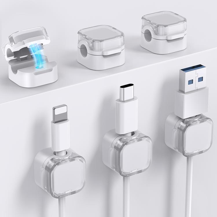 AhaStyle WG159 6pcs Magnetic Desktop Storage Cable Organizer Plastic Cable Clip