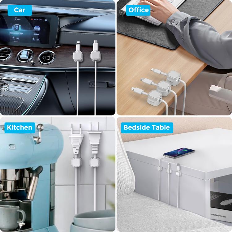 AhaStyle WG159 6pcs Magnetic Desktop Storage Cable Organizer Plastic Cable Clip