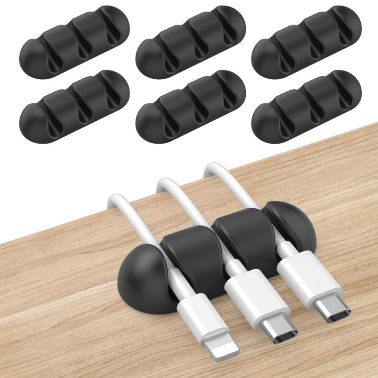 AhaStyle WE31 6pcs Desktop Cable Silicone Storage Dock Organizer Universal 3-Holes Cable Clip