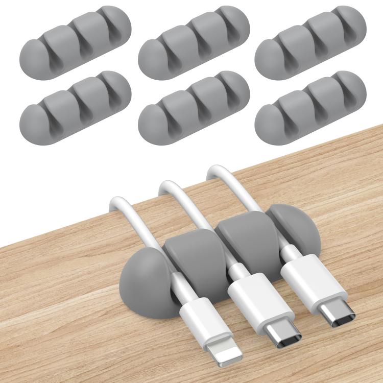 AhaStyle WE31 6pcs Desktop Cable Silicone Storage Dock Organizer Universal 3-Holes Cable Clip