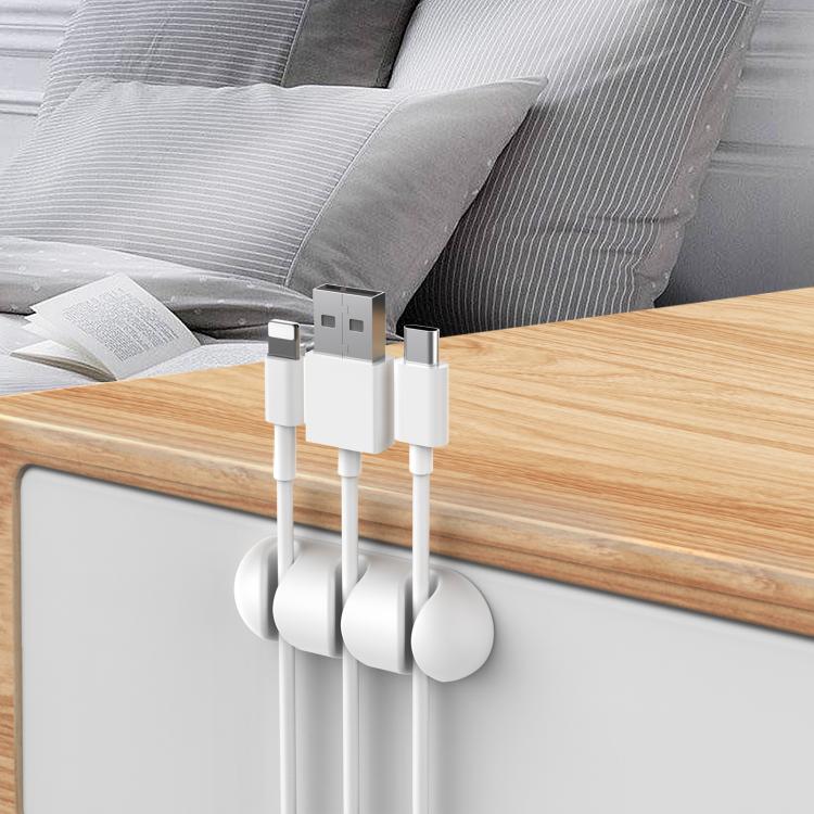 AhaStyle WE31 6pcs Desktop Cable Silicone Storage Dock Organizer Universal 3-Holes Cable Clip