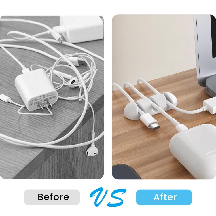 AhaStyle WE31 6pcs Desktop Cable Silicone Storage Dock Organizer Universal 3-Holes Cable Clip