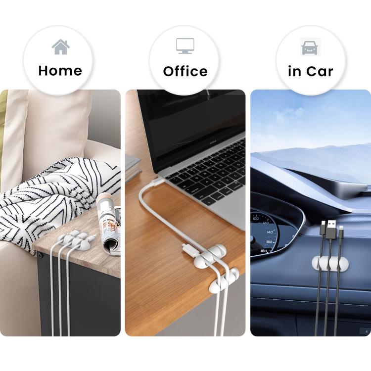 AhaStyle WE31 6pcs Desktop Cable Silicone Storage Dock Organizer Universal 3-Holes Cable Clip