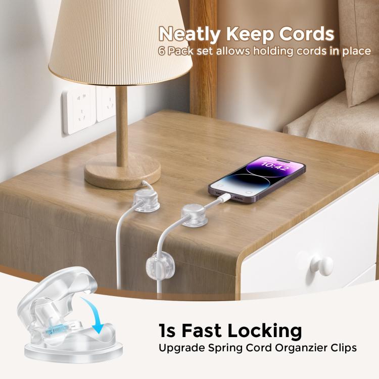 AhaStyle WG178 6pcs Multi-functional Adhesive Desktop Cable Organizer Data Charging Cable Clip