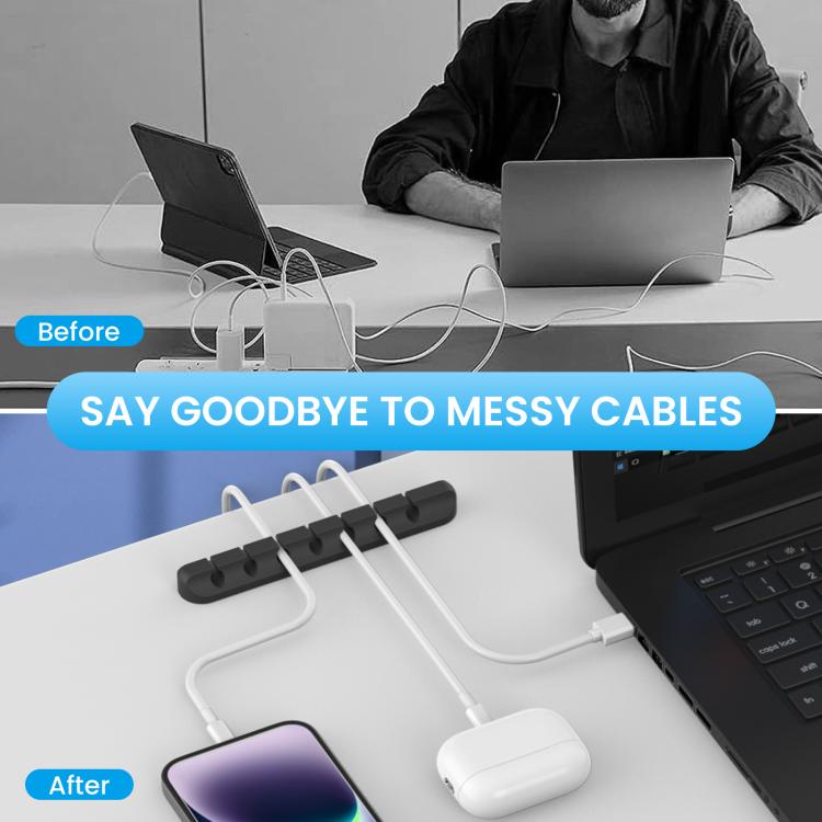 AhaStyle WG144 3pcs /Set 3/5/7 Holes Silicone Cable Clip Desktop Data Cable Organizer