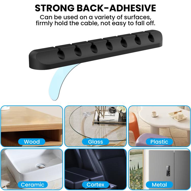 AhaStyle WG144 3pcs /Set 3/5/7 Holes Silicone Cable Clip Desktop Data Cable Organizer