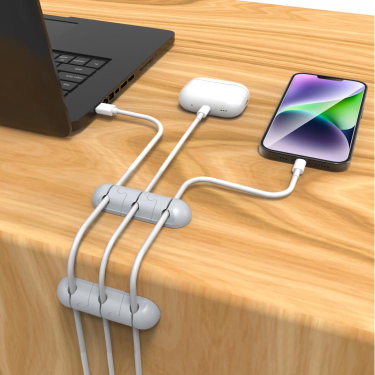 AhaStyle PT-WE19 3pcs Desktop Data Cable Silicone Storage Stand Cable Organizer Clip