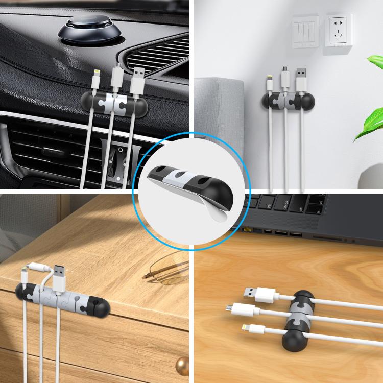 AhaStyle PT-WE19 3pcs Desktop Data Cable Silicone Storage Stand Cable Organizer Clip