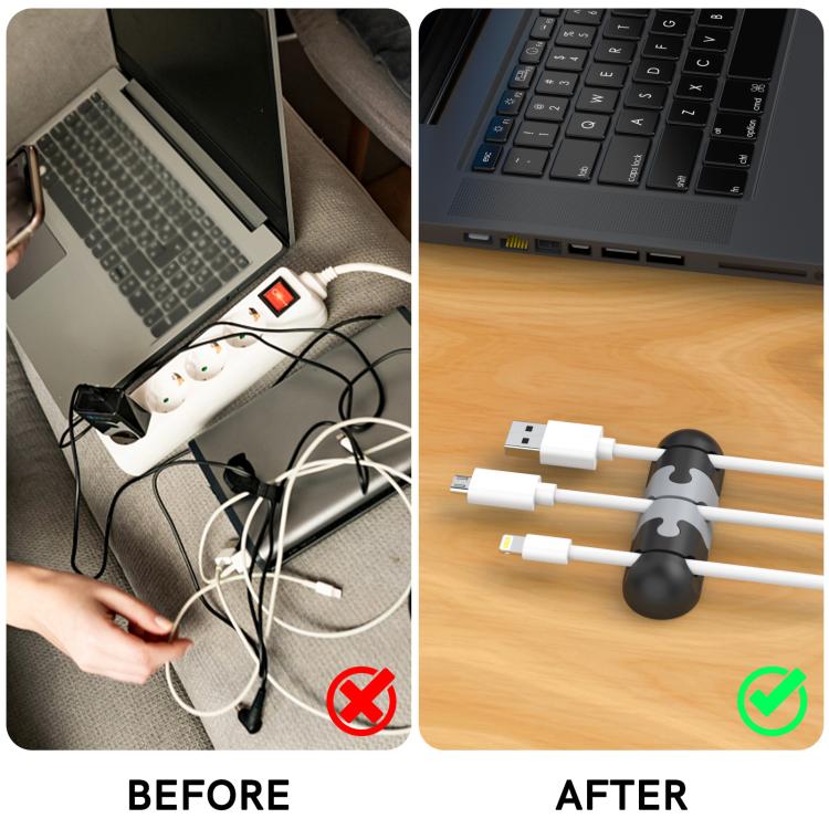 AhaStyle PT-WE19 3pcs Desktop Data Cable Silicone Storage Stand Cable Organizer Clip