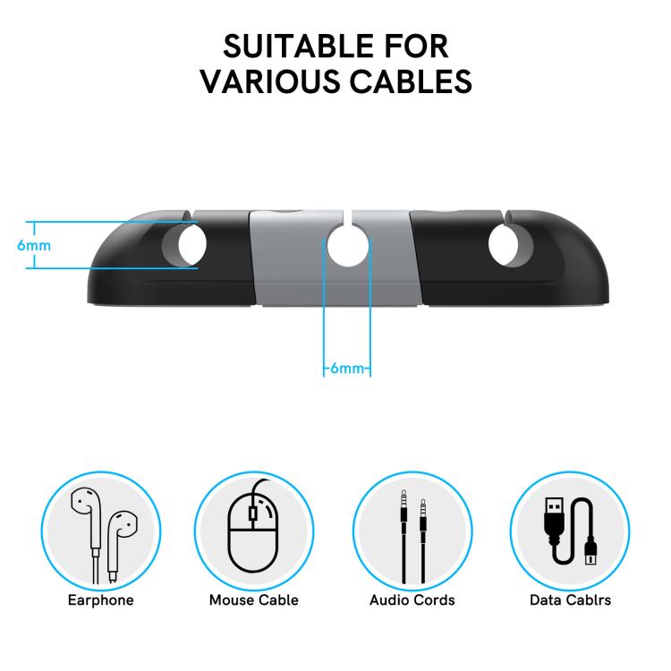 AhaStyle PT-WE19 3pcs Desktop Data Cable Silicone Storage Stand Cable Organizer Clip