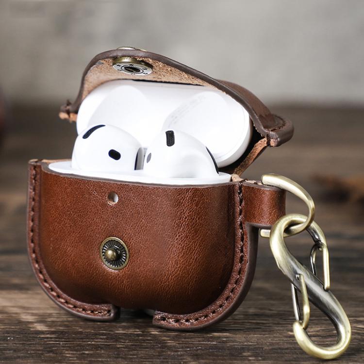 For AirPods 4 CONTACTS FAMILY CF1209 Earphone Leather Snap Case Full Protection Against Drops
