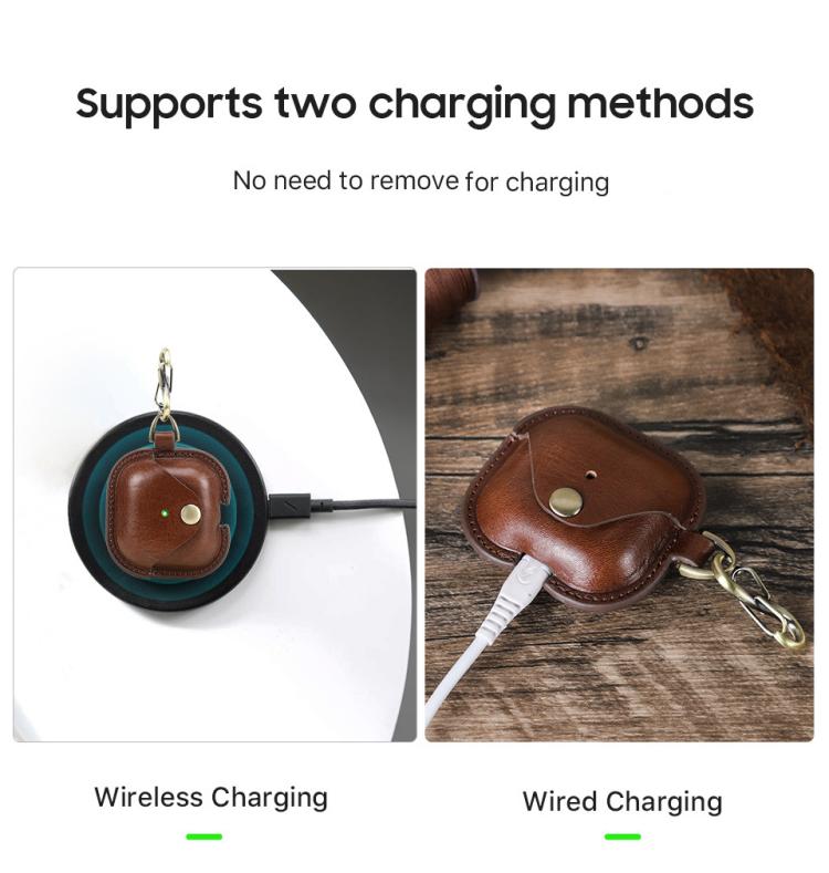 For AirPods 4 CONTACTS FAMILY CF1209 Earphone Leather Snap Case Full Protection Against Drops