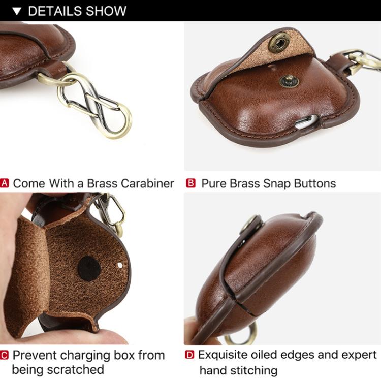 For AirPods 4 CONTACTS FAMILY CF1209 Earphone Leather Snap Case Full Protection Against Drops