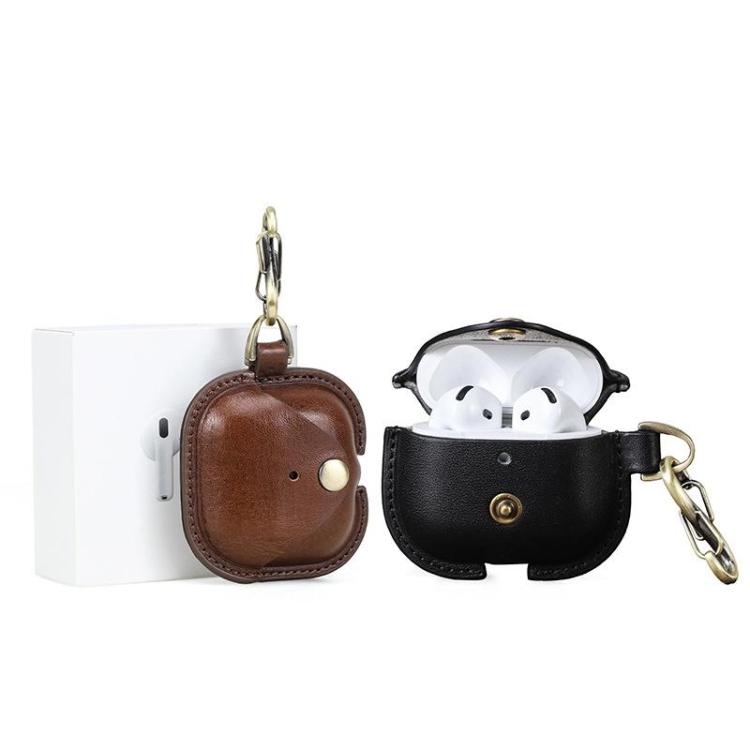 For AirPods 4 CONTACTS FAMILY CF1209 Earphone Leather Snap Case Full Protection Against Drops