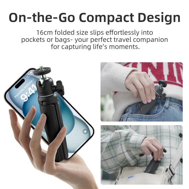 aMagisn Mini Tripod Selfie Stick with 360-degree Ball Head Adjustable Phone/Camera Mount for Travel, Vlogging & Live Streaming