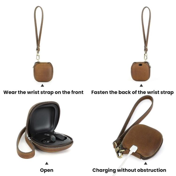 For Beats Fit Pro CONTACTS FAMILY CF1160 Leather With Zipper Wrist Portable Earphone Protective Case