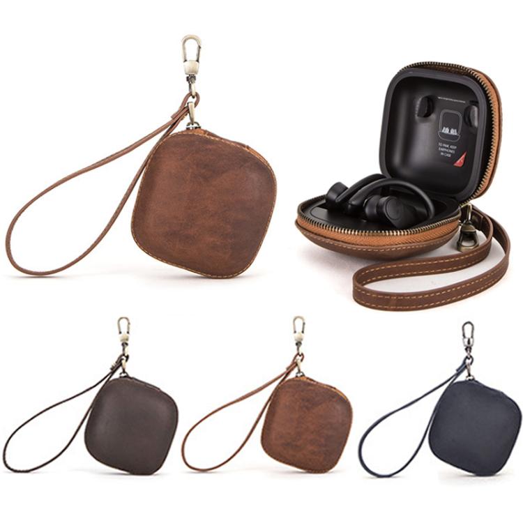 For Powerbeats Pro CONTACTS FAMILY CF1113A Leather With Drawstring Zipper Wireless Bluetooth Earphone Case