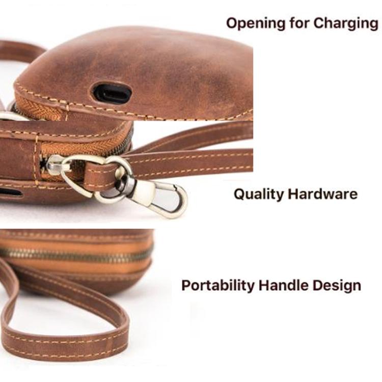 For Powerbeats Pro CONTACTS FAMILY CF1113A Leather With Drawstring Zipper Wireless Bluetooth Earphone Case