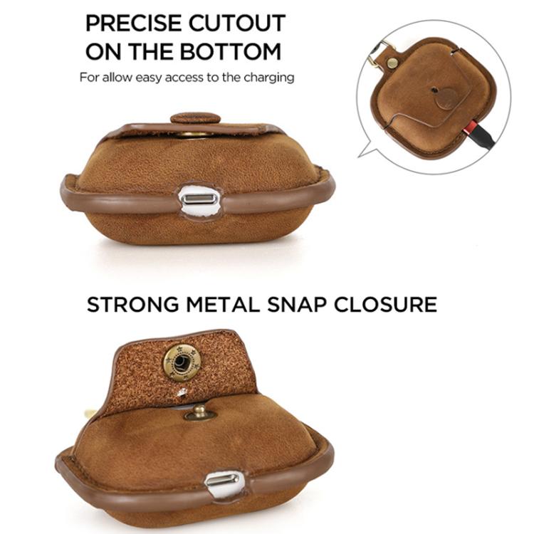 For Airpods 3 CONTACTS FAMILY CF1142 Hook Portable Anti Drop Bluetooth Earphone Leather Case