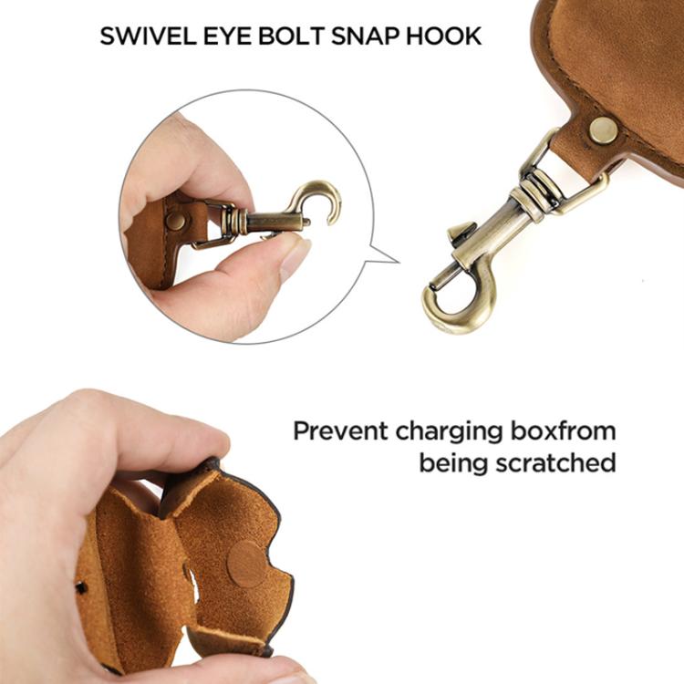 For Airpods 3 CONTACTS FAMILY CF1142 Hook Portable Anti Drop Bluetooth Earphone Leather Case