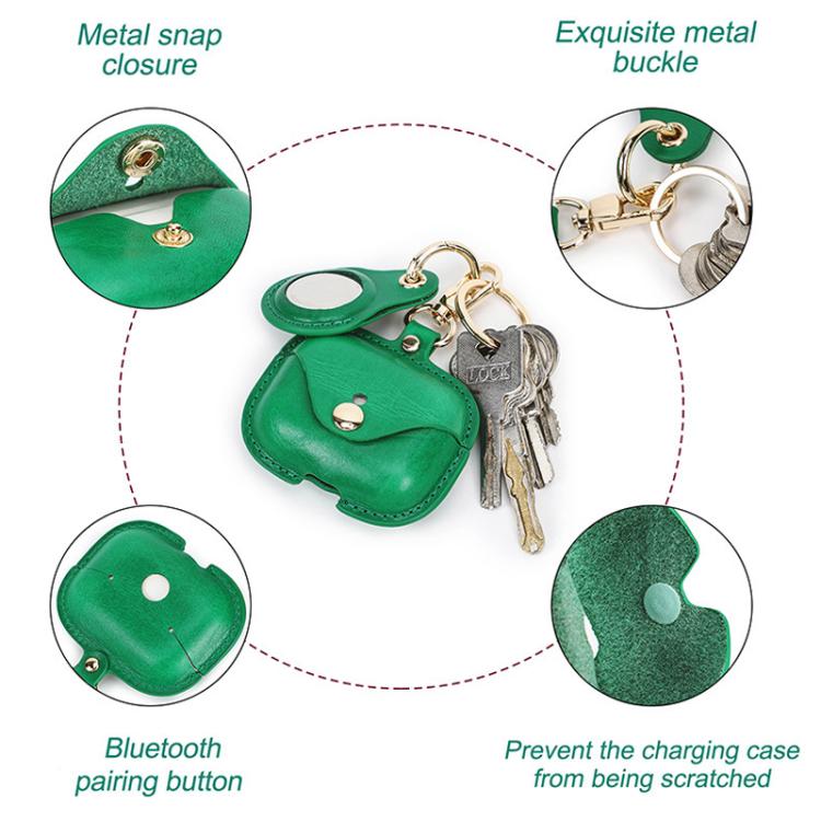 For Airpods Pro / Airtag CONTACTS FAMILY CFG2001+CFG2002 2 In 1 Anti Loss Leather Case