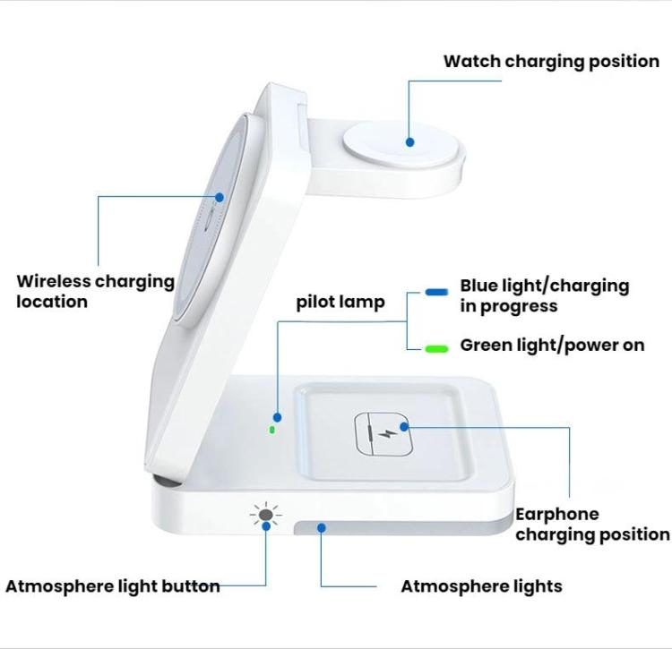 G12 Magnetic 3 In 1 Vertical Wireless Charger For Apple IPhones / AirPods / Apple Watches