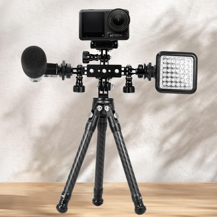 Aluminum Alloy 3 Station Live Streaming Stand Action Camera Multi Functional Expansion Adapter Accessory