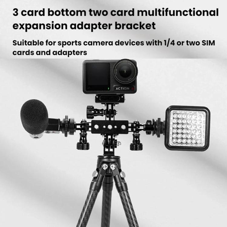 Aluminum Alloy 3 Station Live Streaming Stand Action Camera Multi Functional Expansion Adapter Accessory