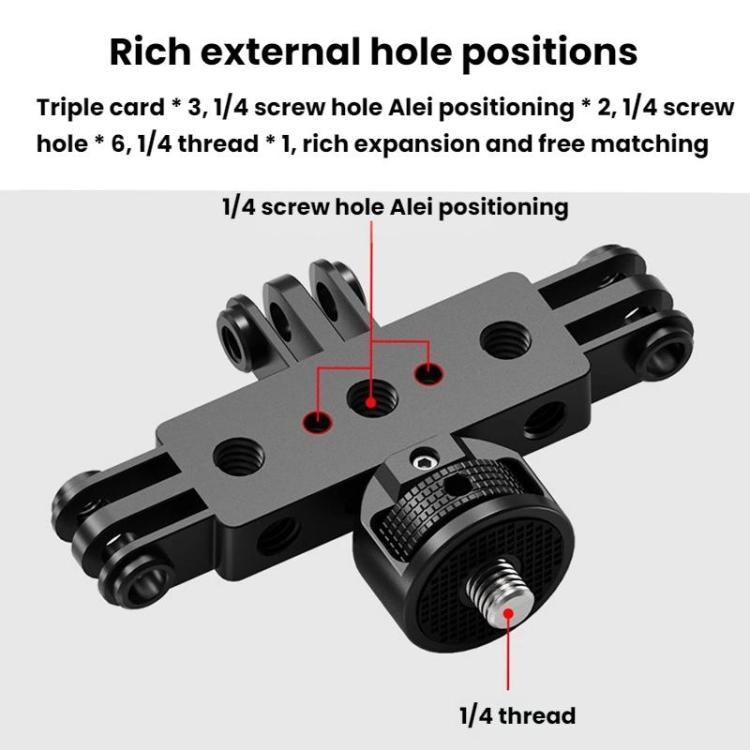 Aluminum Alloy 3 Station Live Streaming Stand Action Camera Multi Functional Expansion Adapter Accessory