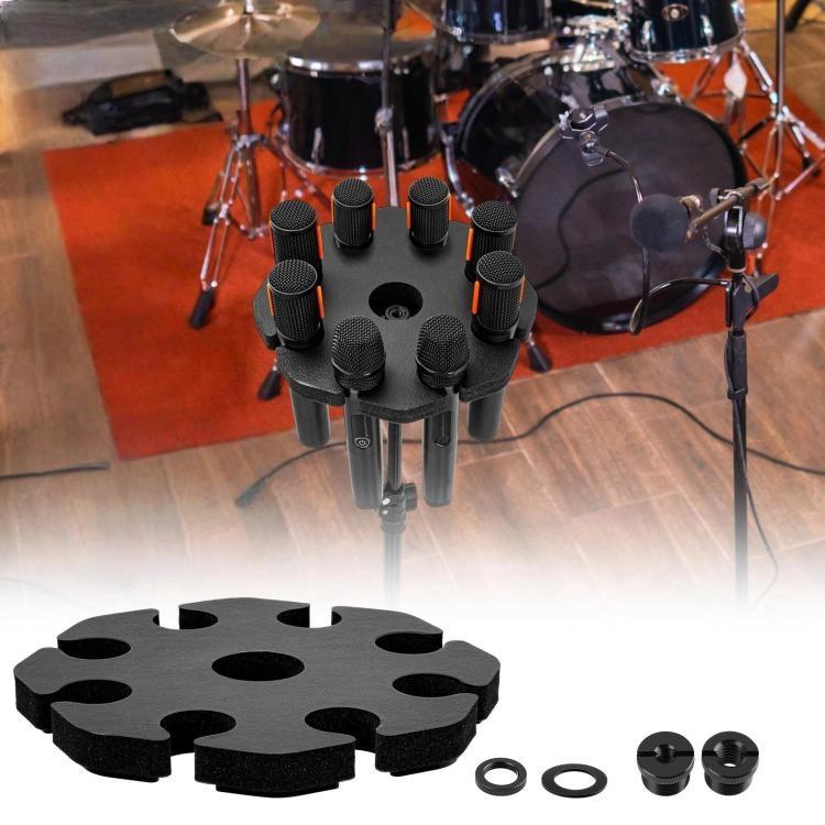 Universal Microphone Stand Holder with 8 Mic Storage Compatible with Most Tripods