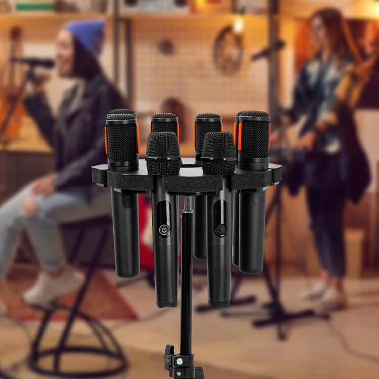 Universal Microphone Stand Holder with 8 Mic Storage Compatible with Most Tripods