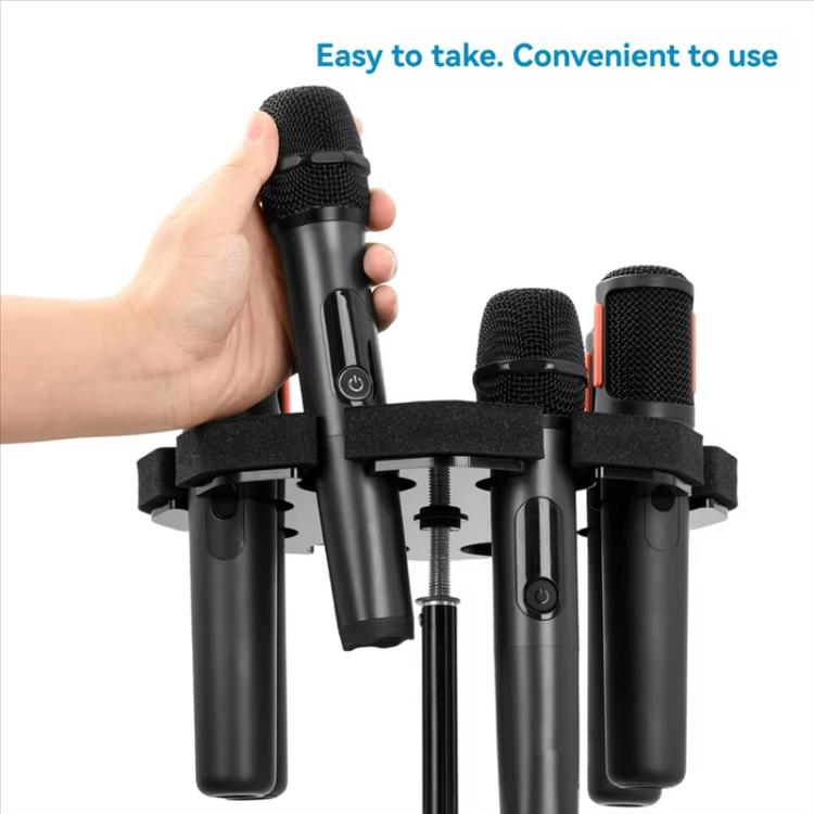 Universal Microphone Stand Holder with 8 Mic Storage Compatible with Most Tripods