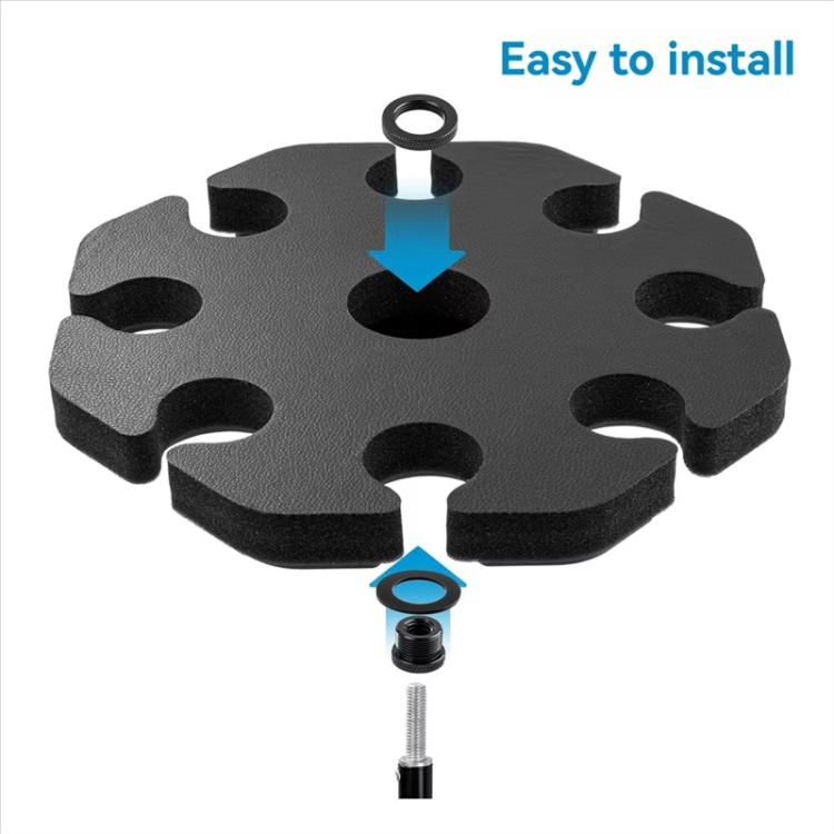 Universal Microphone Stand Holder with 8 Mic Storage Compatible with Most Tripods