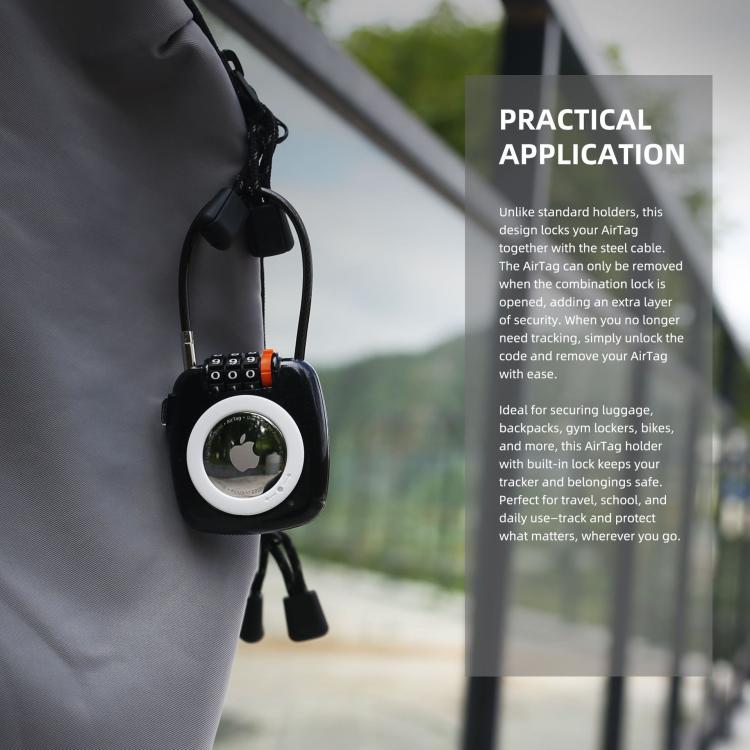 For AirTag 2 In 1 Lock Holder Anti-Theft Zinc Alloy 3-Digit Combination Lock Case For Suitcases/Backpacks/Gym Bags