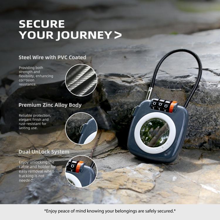 For AirTag 2 In 1 Lock Holder Anti-Theft Zinc Alloy 3-Digit Combination Lock Case For Suitcases/Backpacks/Gym Bags