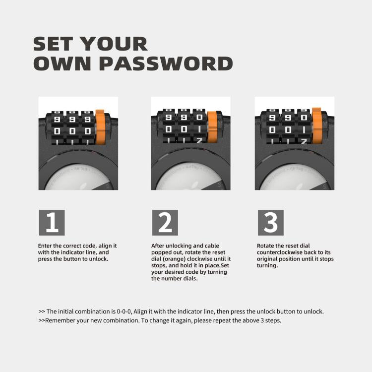 For AirTag 2 In 1 Lock Holder Anti-Theft Zinc Alloy 3-Digit Combination Lock Case For Suitcases/Backpacks/Gym Bags